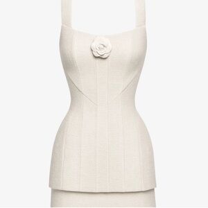 Heiress Beverly Hills Cream Boucle Flower Mini Dress